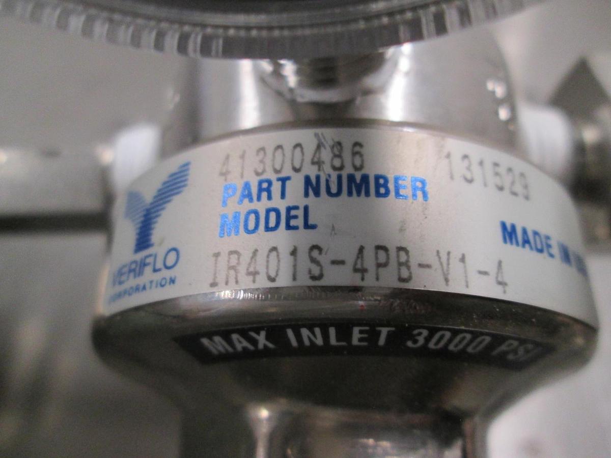 Used Veriflo Gas Regulator Assy, IR401S-4PB-V1-4, w/ 30-0-100 PSI Gauge, Used