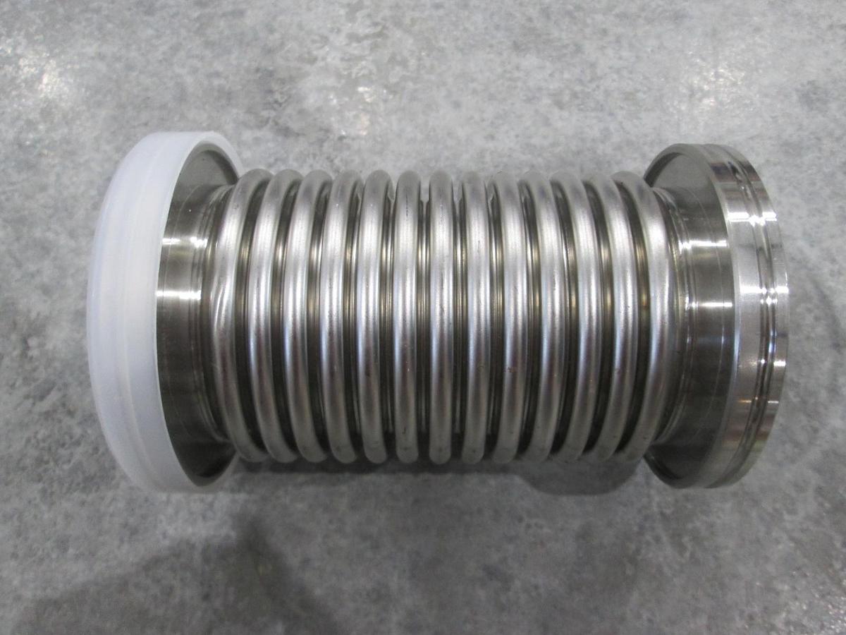 Used Stainless Steel Formed Bellows Vacuum Pipe/Hose, 6"L, 101MM Flange, Used
