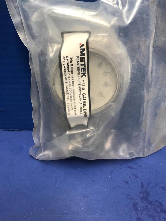 Ametek Cleanroom Pressure Gauge, 2", Class 100, 30-0-30 psi, 1/4" FVCR, New