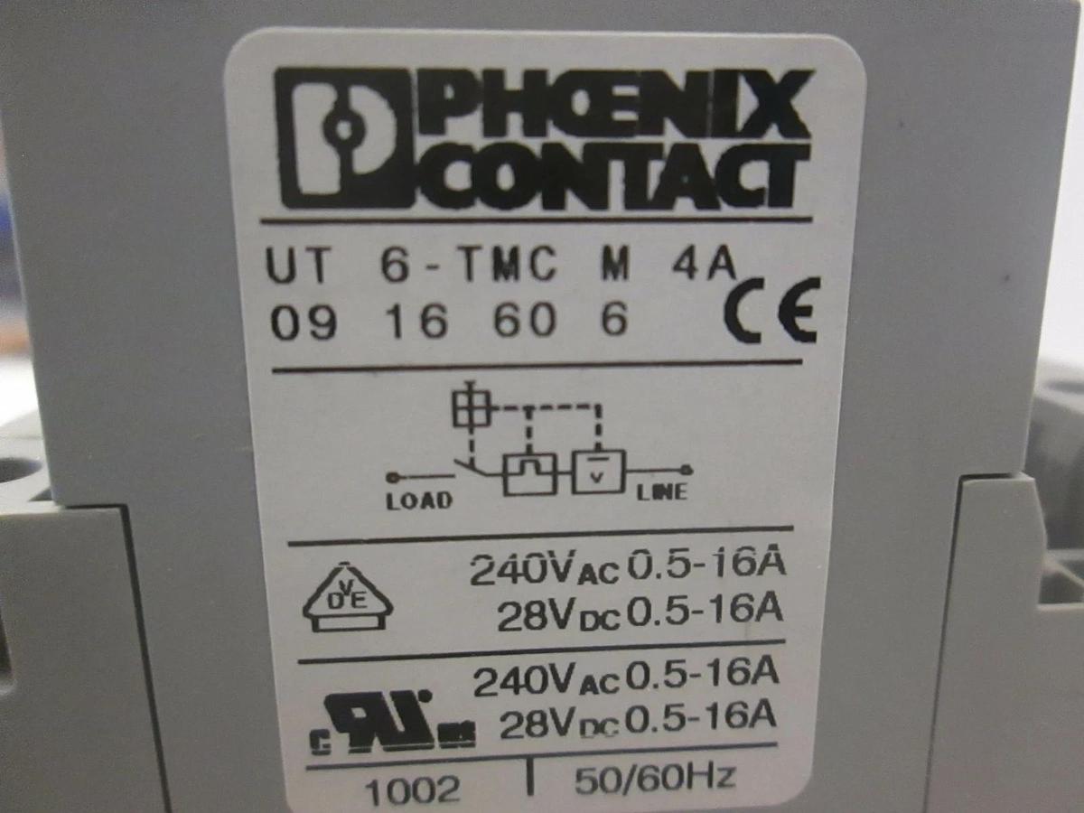 Used Phoenix Contact, UT 6-TMC M 4A, Rail Mount Circuit Breakers, Used, Lot of 5