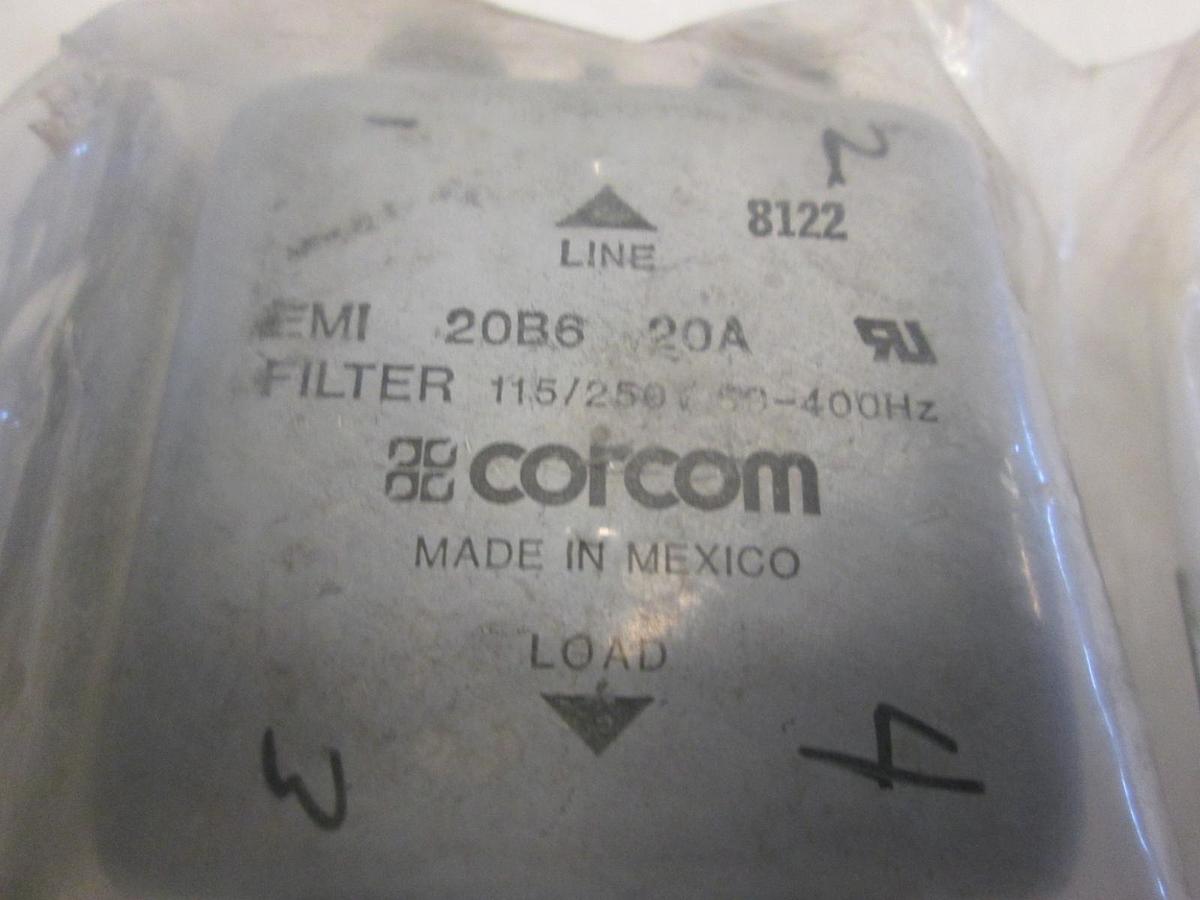Used Corcom, EMI Filter, 20B6, 20A, 115/250 VAC, Used