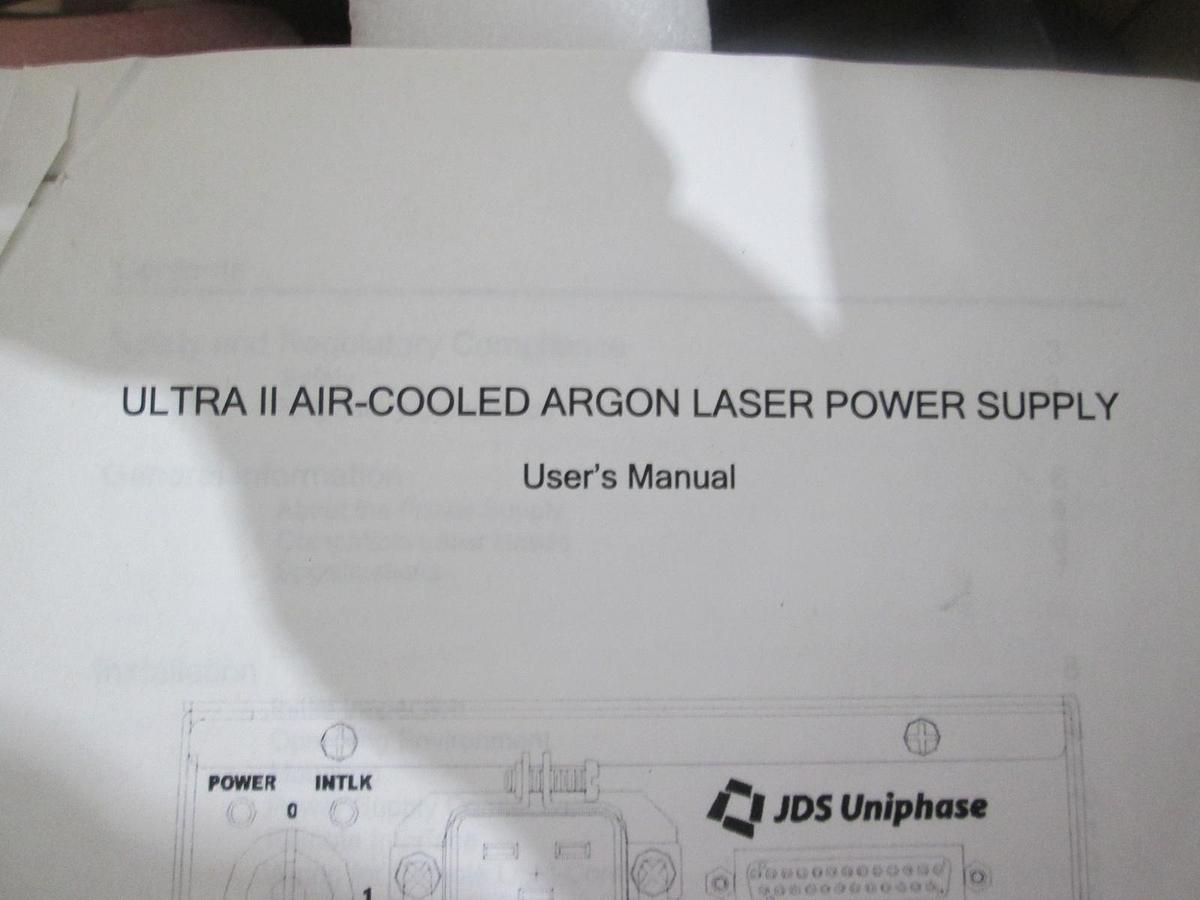 JDS, Uniphase, Ultra II Air-Cooled Argon Laser Power Supply w/ User's Manual,New