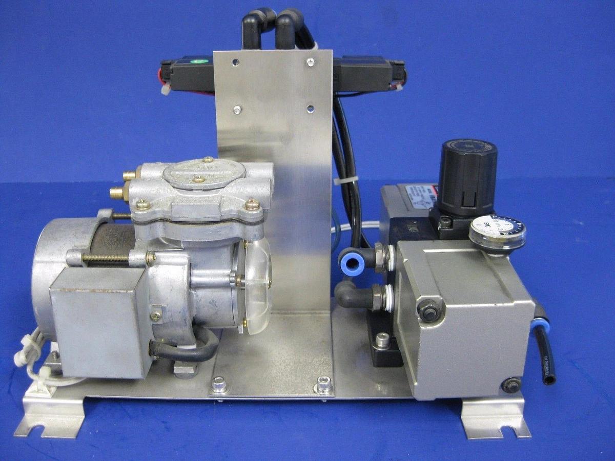 Used Ulvac DAL-5S Diaphragm Vacuum Pump Assembly with SMC 10-VZ3243 and VBA1110, Used