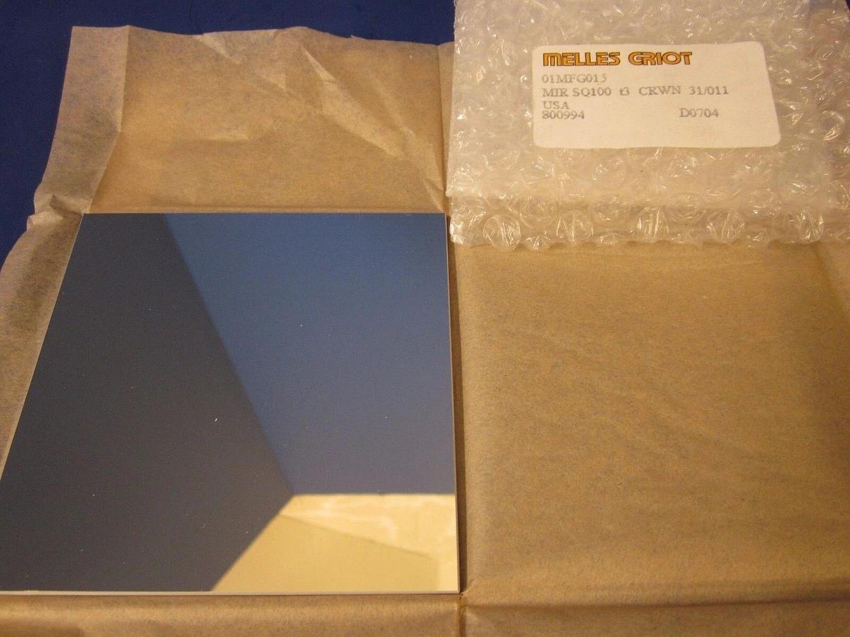 Used MELLES GRIOT 01MFG015 Square Mirror, 100mm, Crown 31/011, New