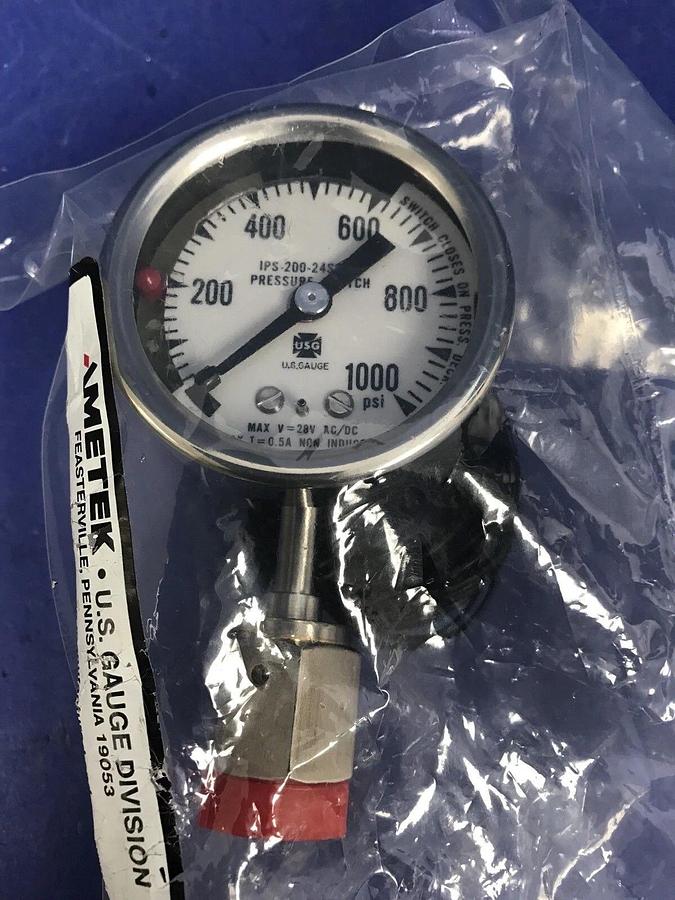 Used Ametek IPS-200-24SG Indicating Pressure Switch, 0-1000 psi, New in Wrap
