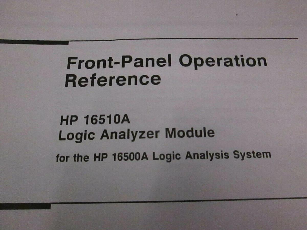Used HP Front-Panel Operation Reference for HP16510A Logic Analyzer, Used