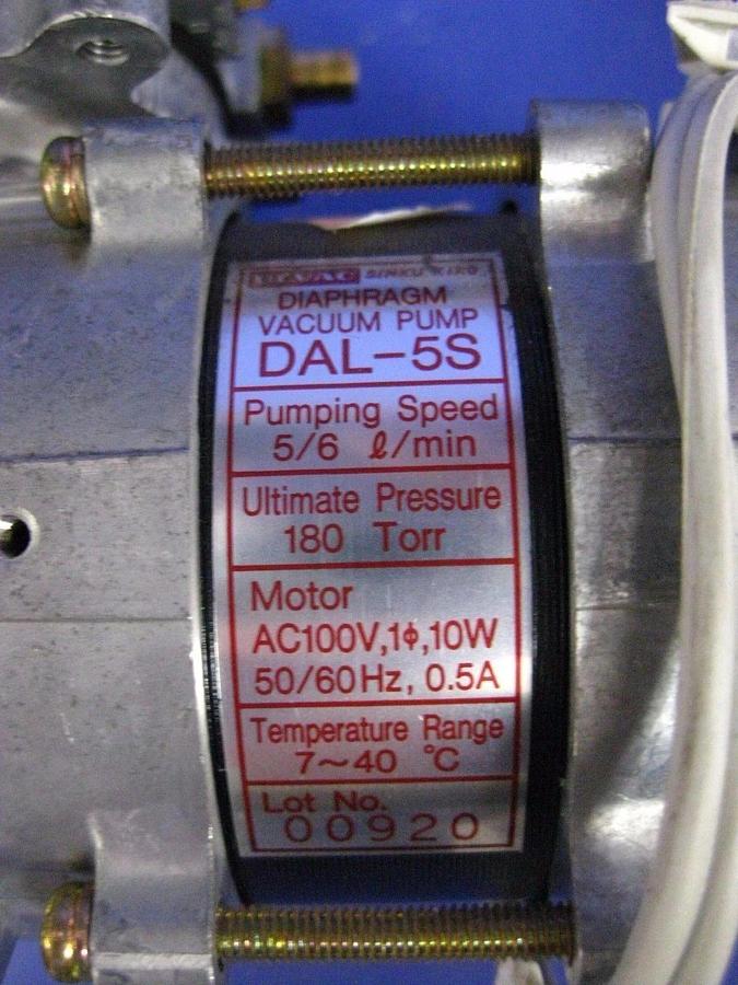 Used Ulvac DAL-55 Diaphragm Vacuum Pump 5/6 l/min 180 TORR, Used