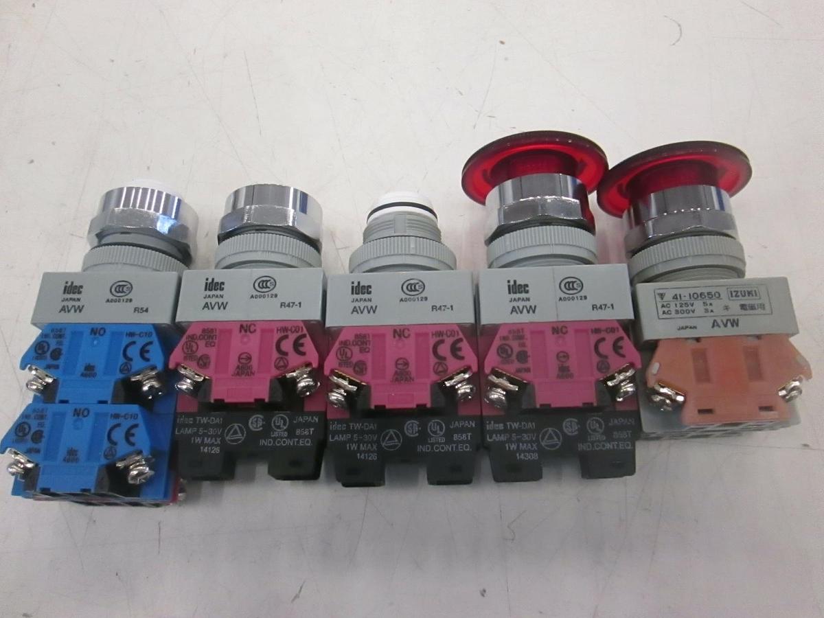 Used Idec, Red Pushbutton Switch, AVW, Used, Lot of 5