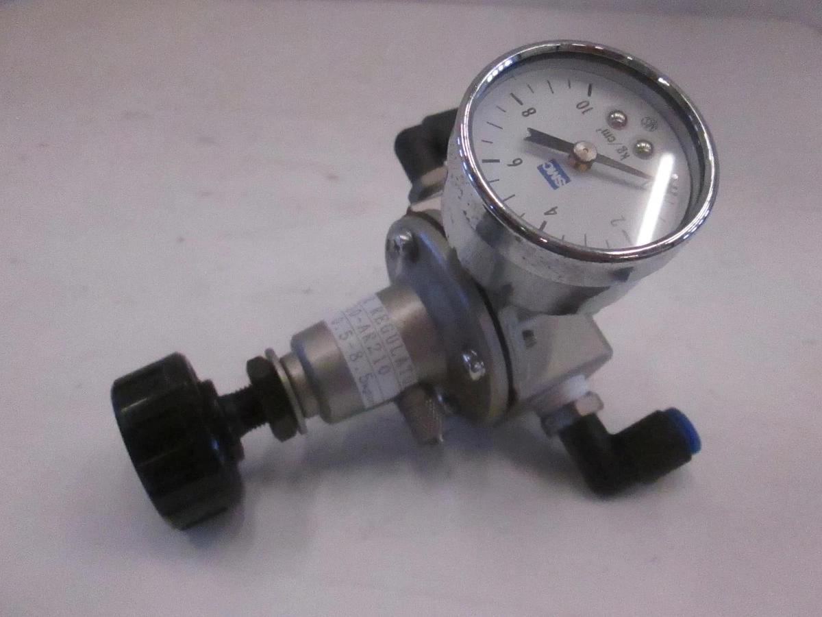 Used Pneumatic Air Regulator, 10-AR210, 0.5-8.5 kgf/cm, w/ 0-10 kg/cm2 SMC Gauge, Use