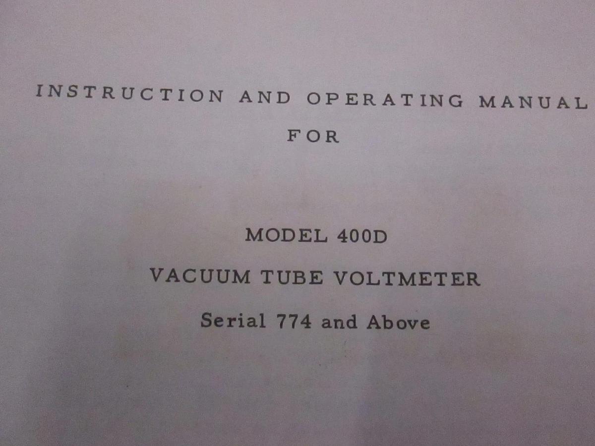Used HP Model 400D Vacuum Tube Voltmeter Instruction and Operation Manual, Used