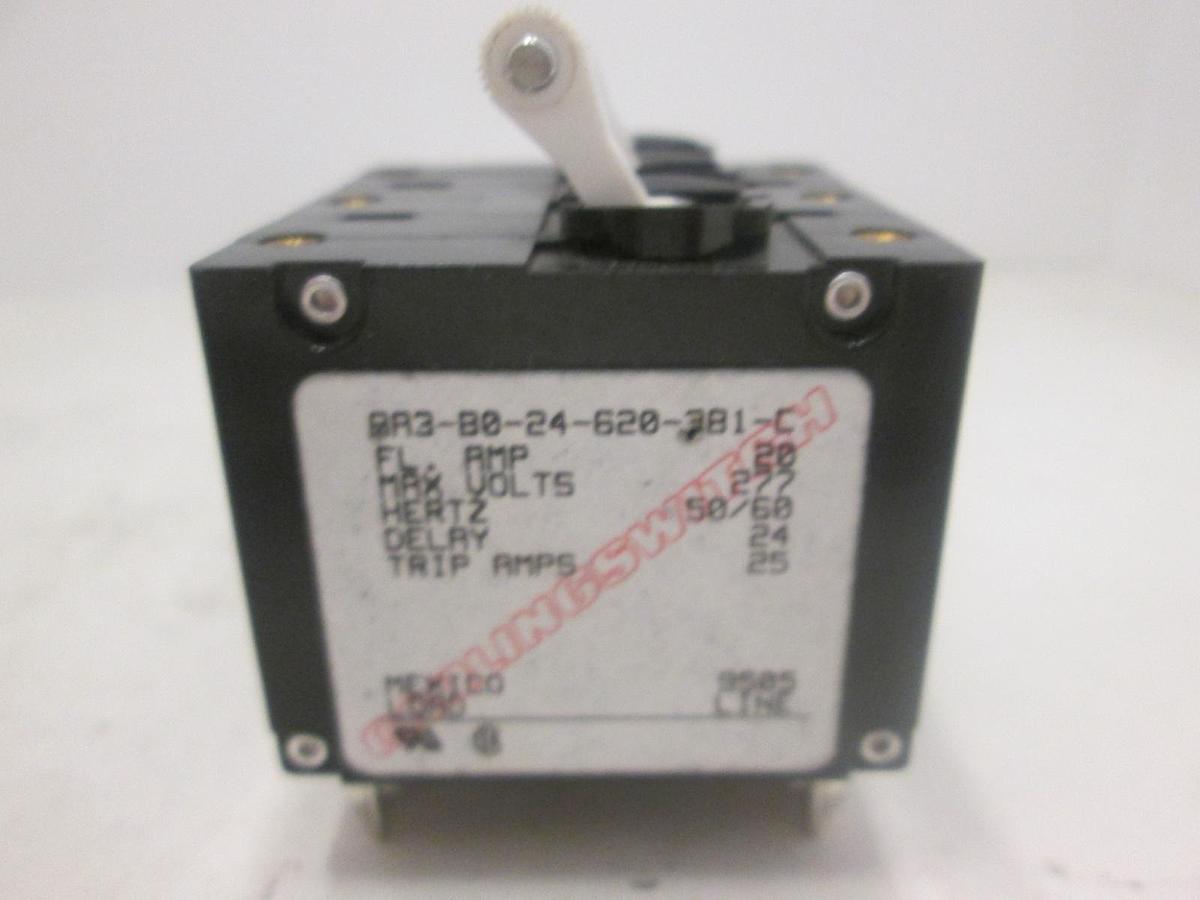 Used Carling Switch, AA3-B0-24-620-381-C, 20 AMP CIRCUIT BREAKER 3P, New