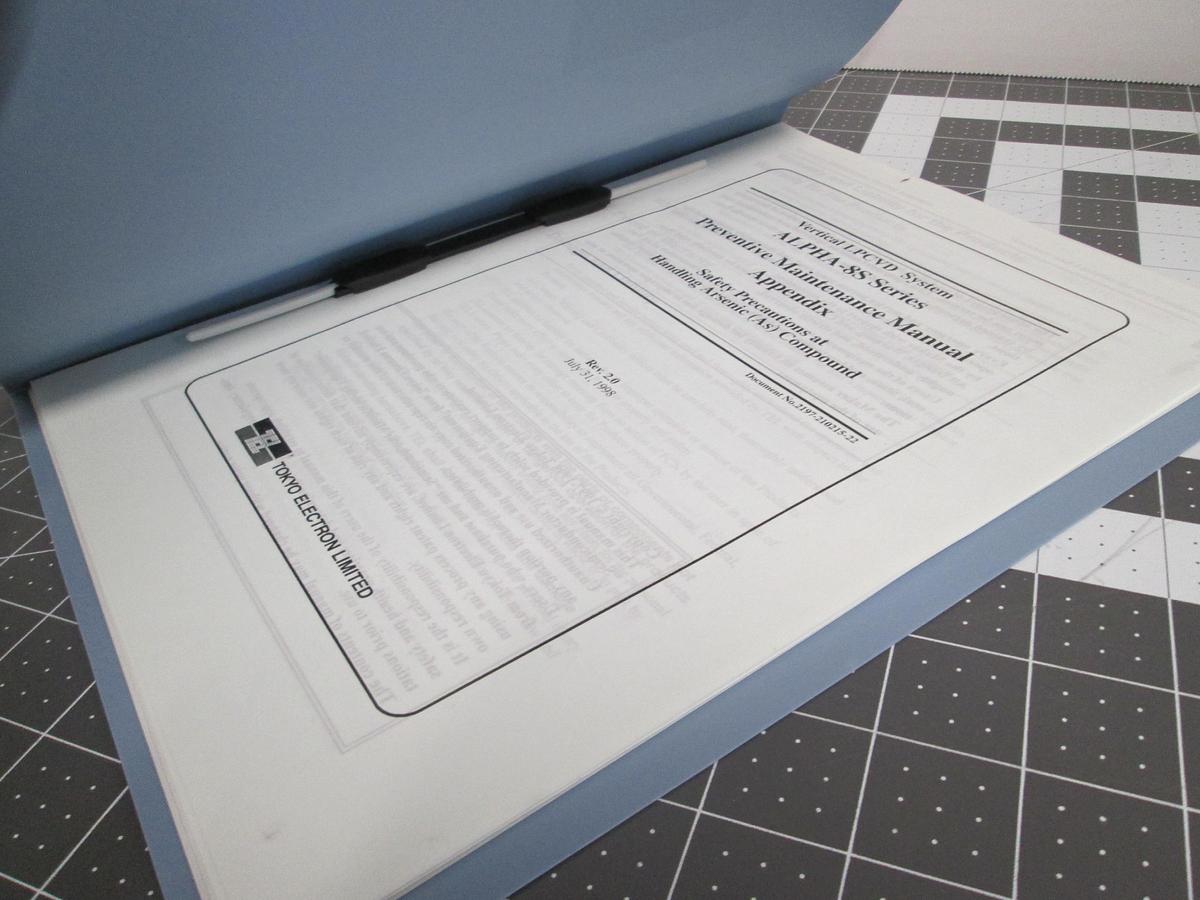 Used Tokyo Electron, ALPHA-8S-E, Vertical LP-CVD Preventive Maintenance Manual TEL