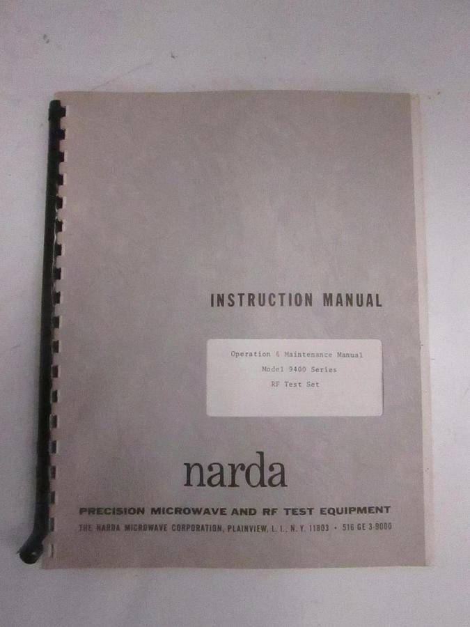 Used Narda Model 9400 Series RF Test Set, Operation and Maintenance Manual, Used