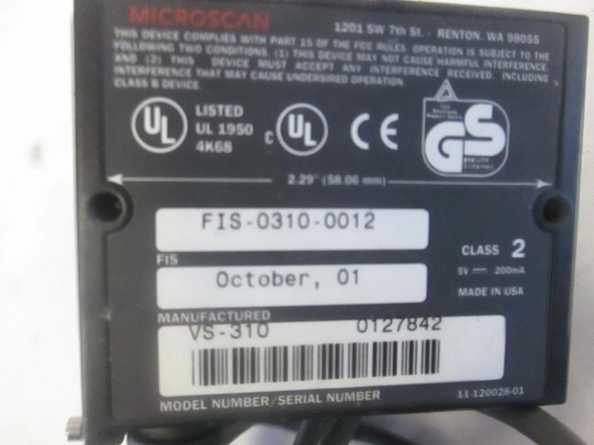 Used Microscan, Barcode Scaner, FIS-0310-0012, Used