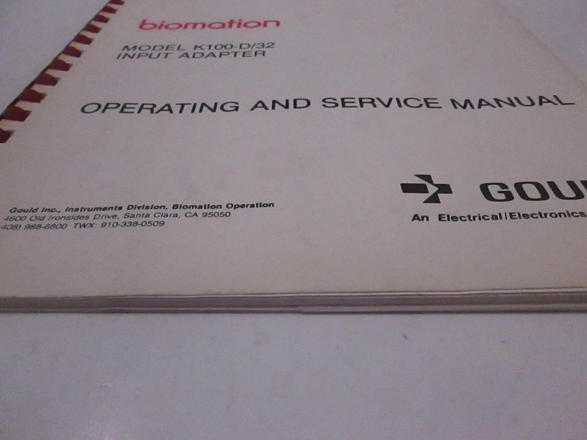 Used Gould Model K100-D/32 Input Adapter Operating and Service Manual, Used