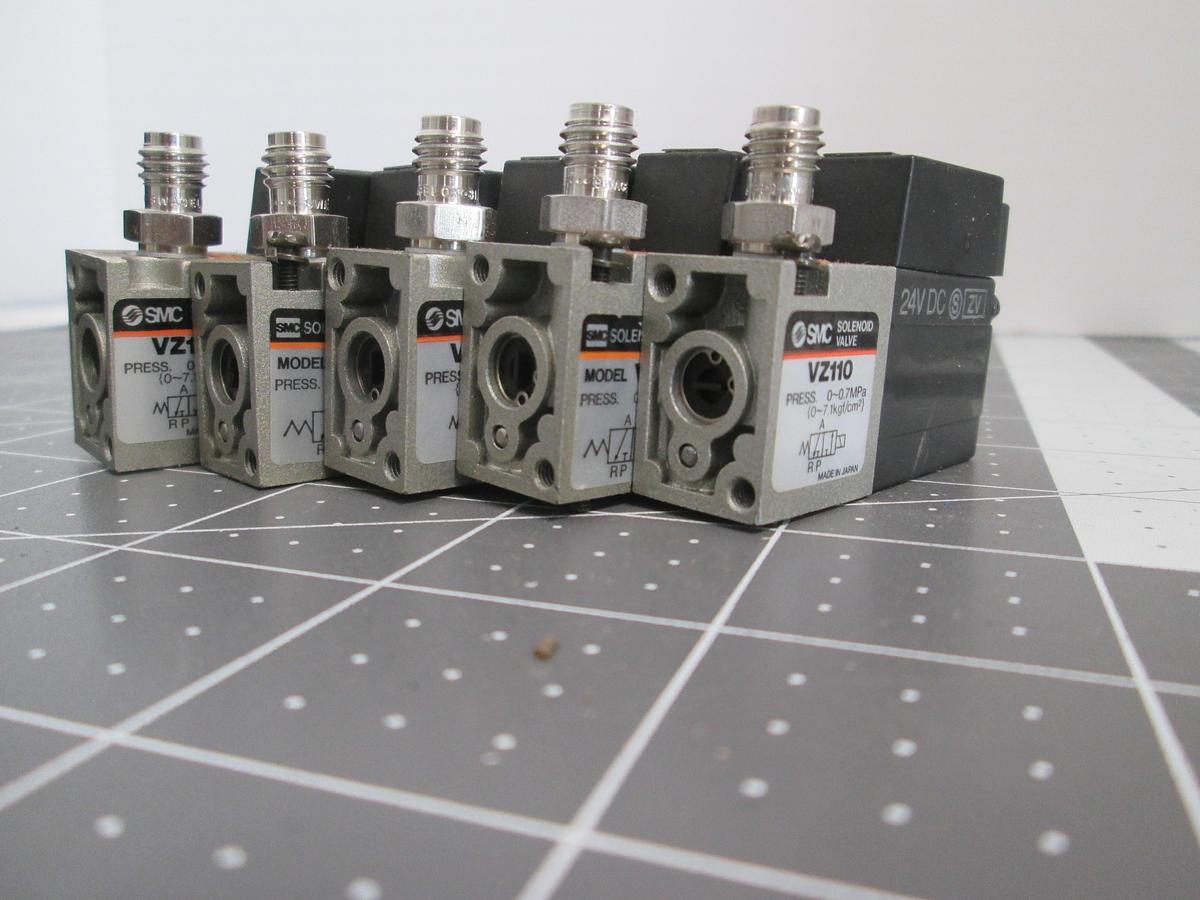 Used Lot of 5, SMC, VZ110, 3-PORT Pneumatic Solenoid Valves Used Industrial