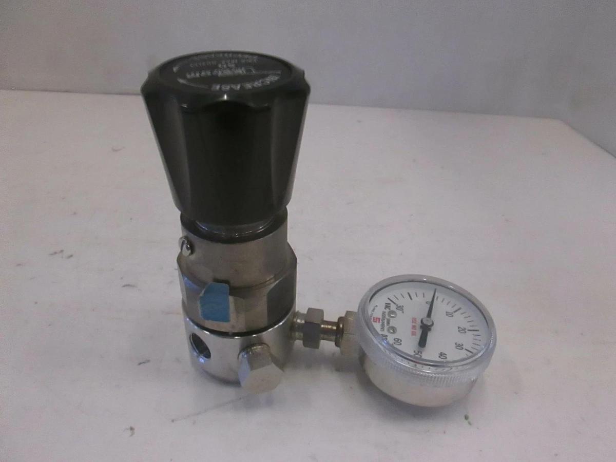 Used Tescom Stainless Steel Regulator, 64-246X w/ 30-0-60 PSI Gauge, Used