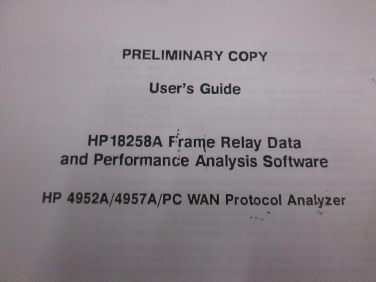 Used HP 18258A Frame Relay Data and Performance Analysis User's Guide, Used