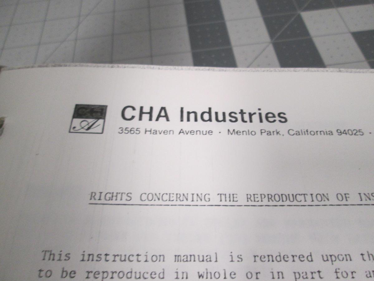 Used CHA Industries, Operation and Maintenance Procedures for Model Mark 50 Deposition System, Used