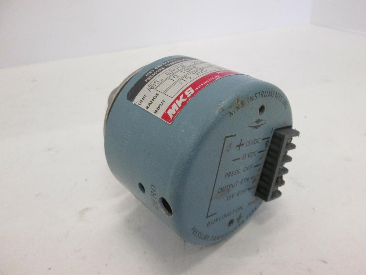 Used MKS, Baratron 10 Torr Pressure Transducer, 222BHS-B-A-10SP53-80, Used