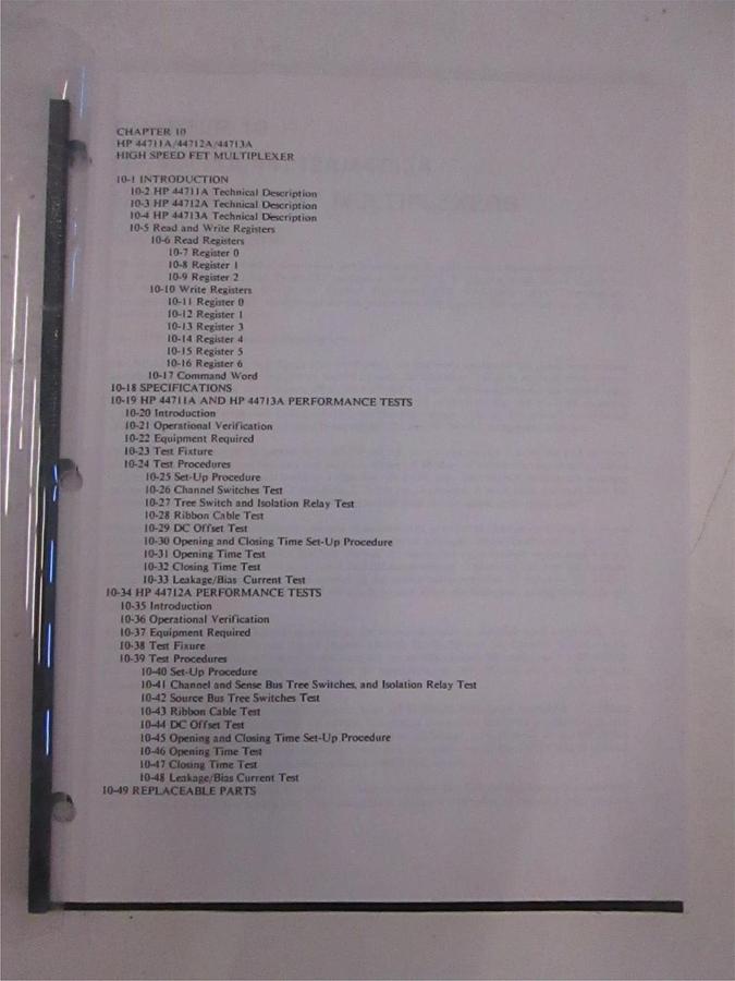 Used HP Model 44711A/44712A/44713A High Speed Fet Multiplexer Chapter 10, Used