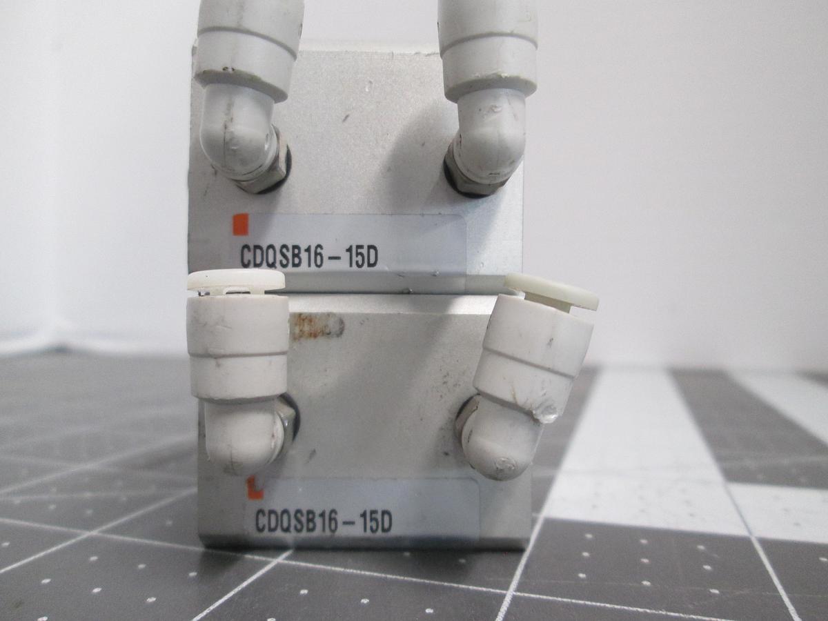 Used Lot of 2 SMC CDQSB16-15D Compact Air Cylinder Double Acting 16mm Bore 15mm