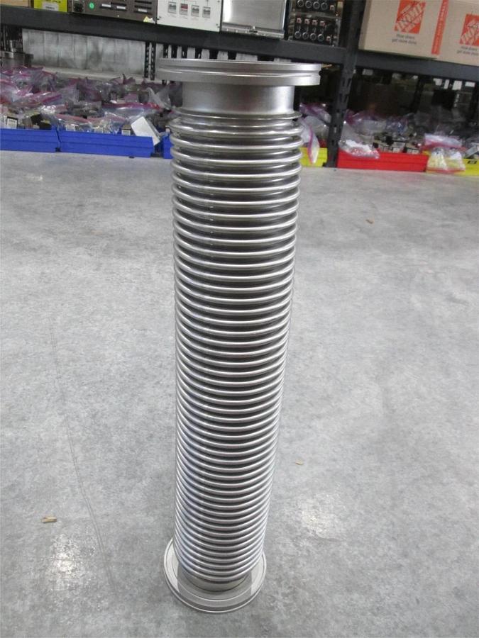 Stainless Steel Formed Bellows Vacuum Pipe / Hose, 19 1/2"L, 107MM Flange, Used