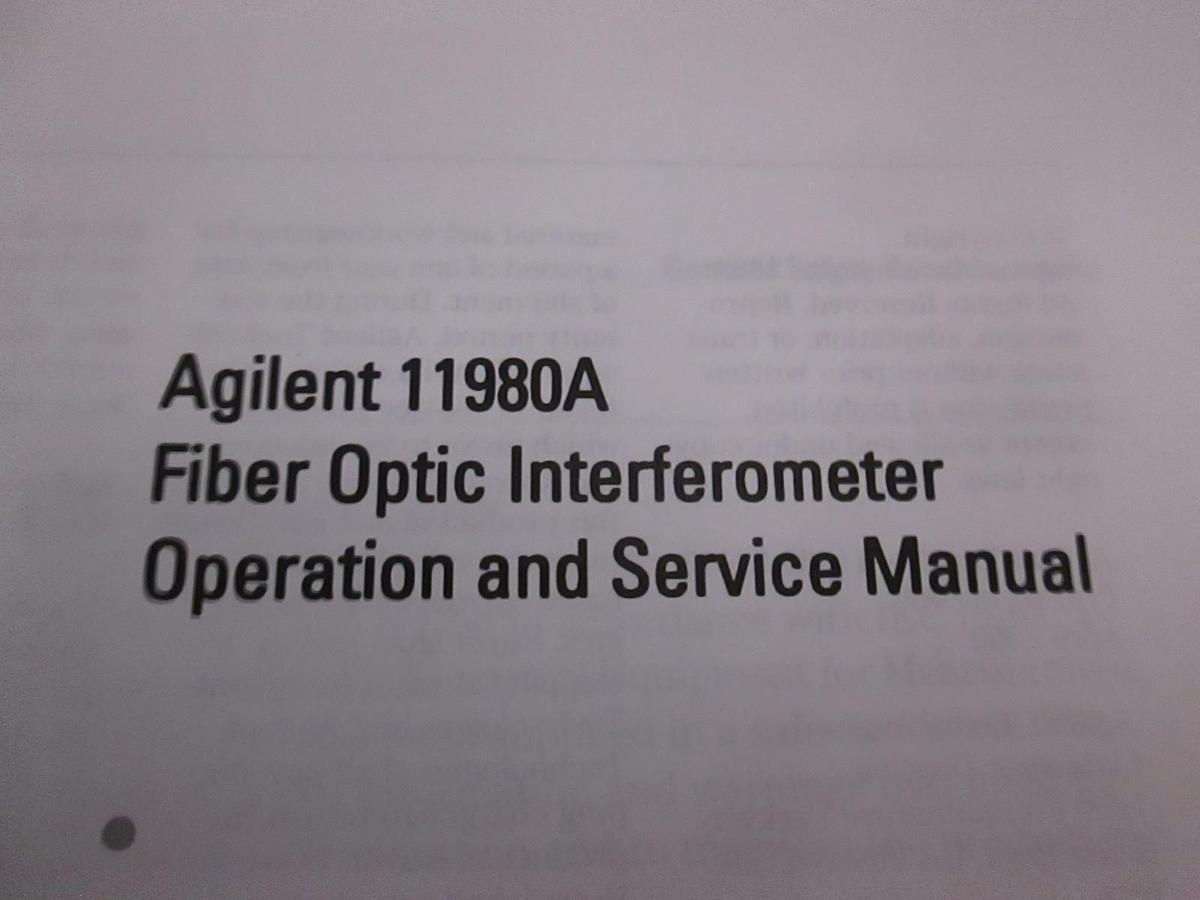 Used Agilent 11980A Fiber Optic Interferometer Operation and Service Manual, Used