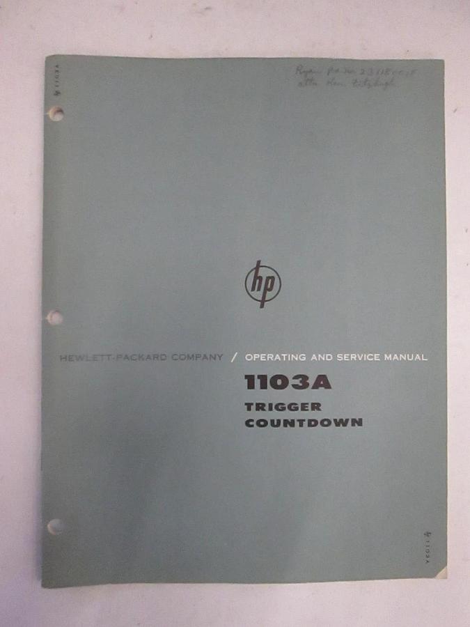 Used HP 1103A Trigger countdown Operating and Service Manual, Used