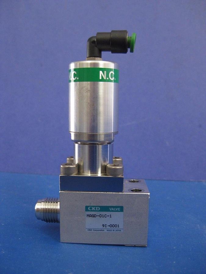 Used CKD MAGD-O1C-1 Air Operated Block Valve, N.C., 1/4" MVCR, Used
