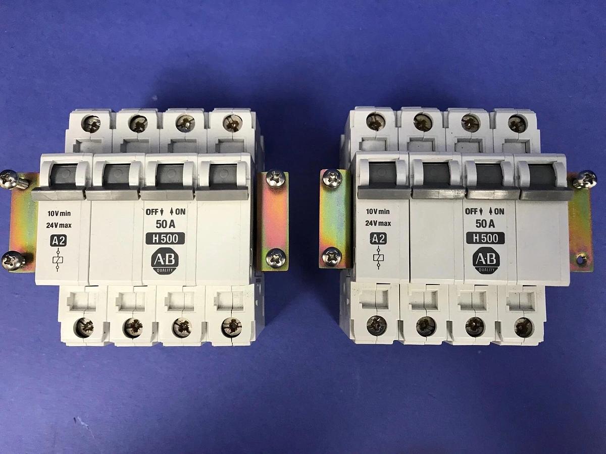 Used Allen-Bradley 1492-ACB H500 Circuit Breaker 4-Pole, 50A, Lot of 2