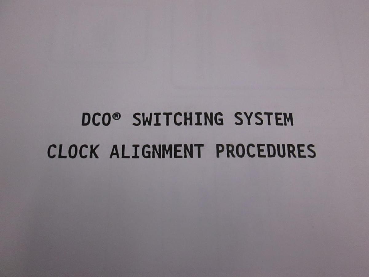 Used Stromberg-Carlson DCO Switching System Clock Alignment Procedures, Used