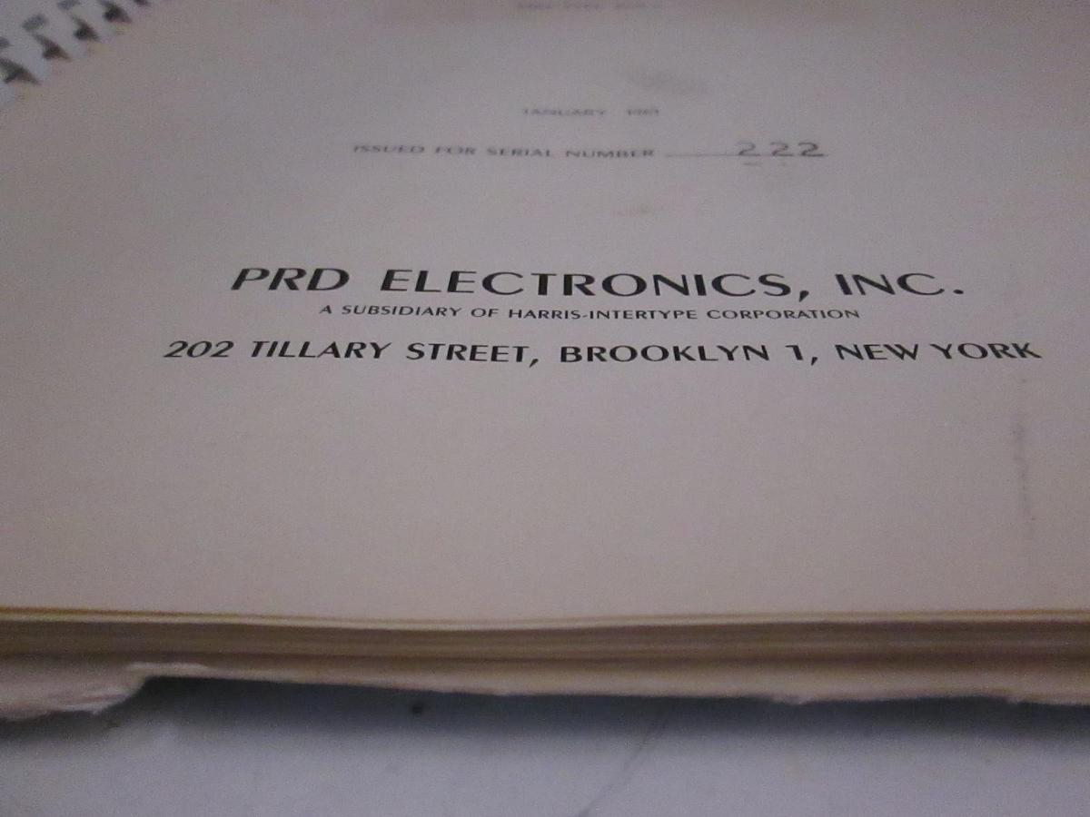 Used PRD Type 809-A Klystron Power Supply Operating and Maintenance Manual, Used