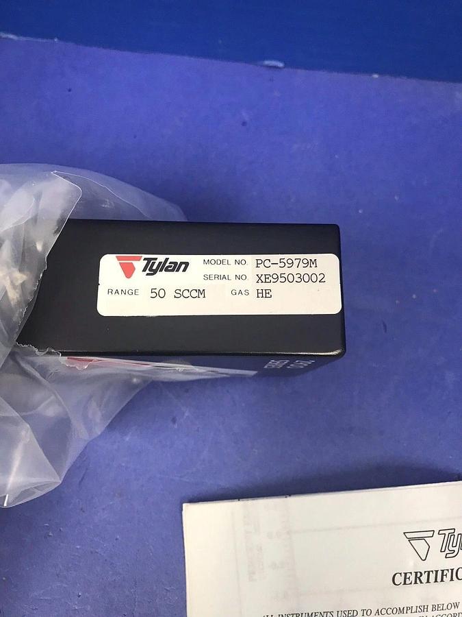 Used Tylan 2900 MFC PC-5979M Mass Flow Controller, 50 SCCM, HE, Block Mount, Rfrb
