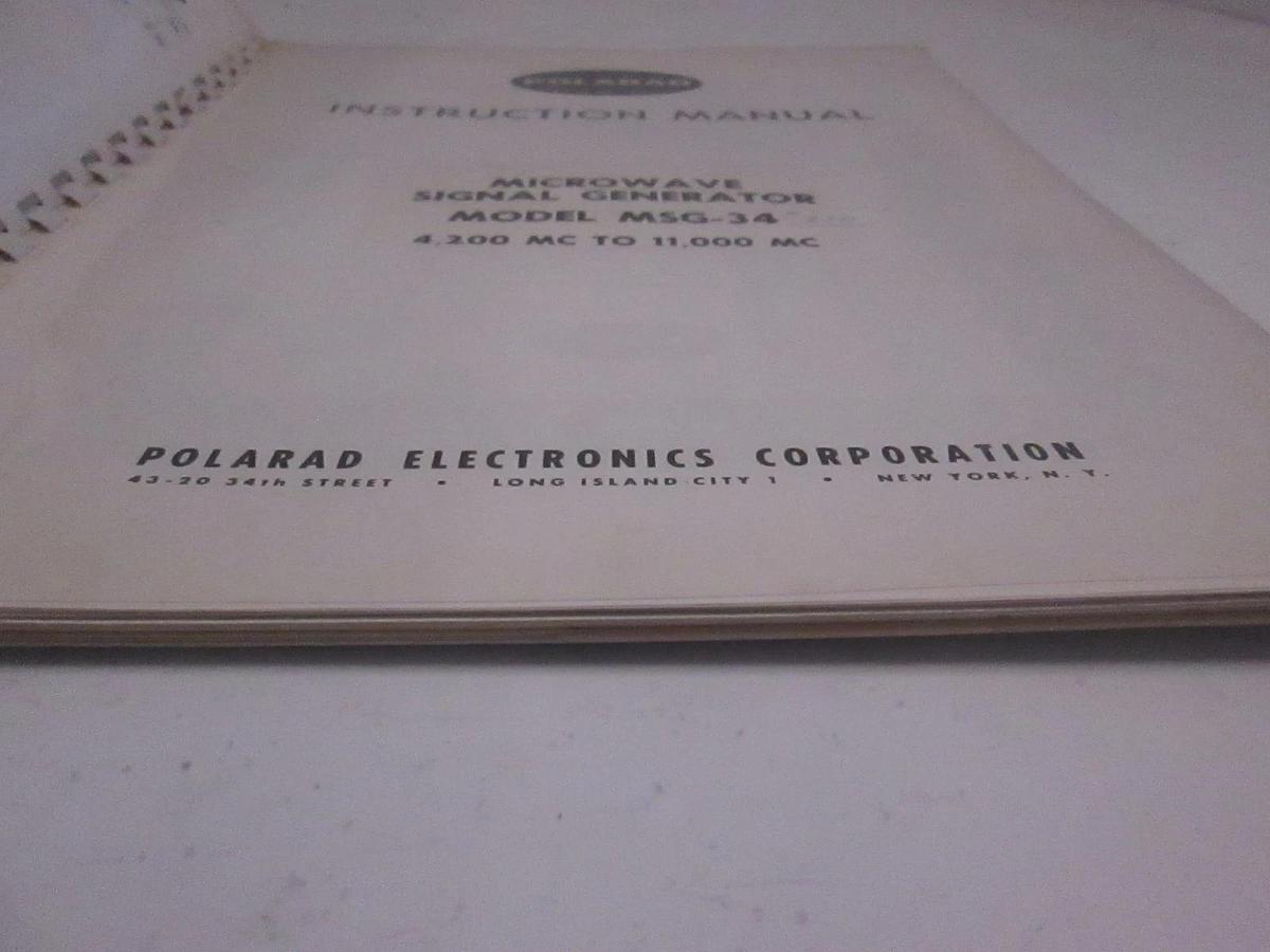 Used Polarad Microwave Signal Generator, MSG-34, Instruction Manual, Used