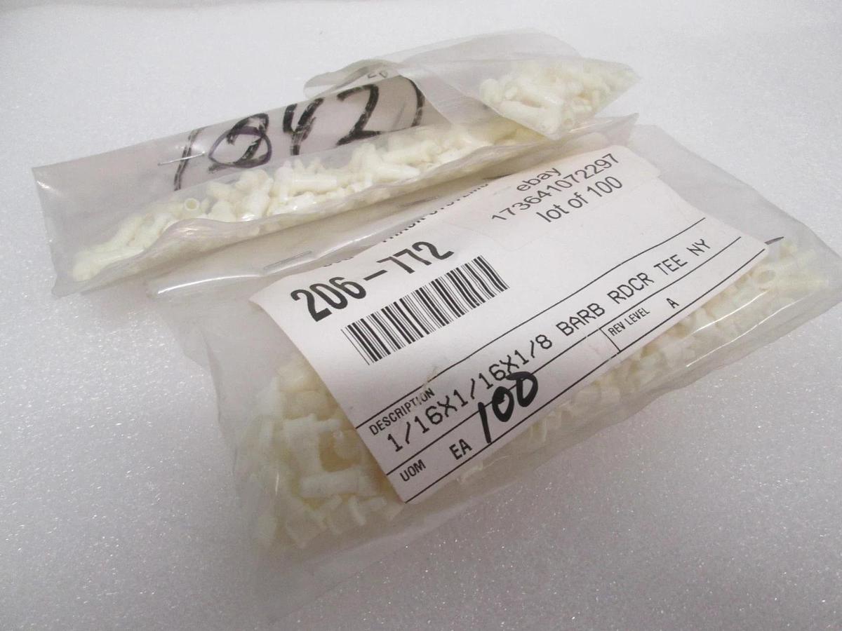 1/16x18x1/8 BARB RDCR TEE NY, 206-772, New, Lot of 160