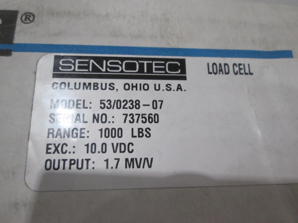 Sensotec, 53/0238-07, Load Cell, 1000lbs, EXC: 10 VDC, NIB