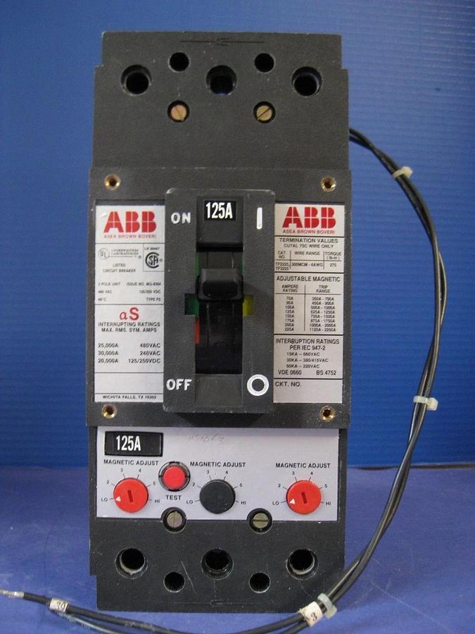Used ABB UXAB 717520 R 999 CIRCUIT BREAKER, 2P, 125A, Used