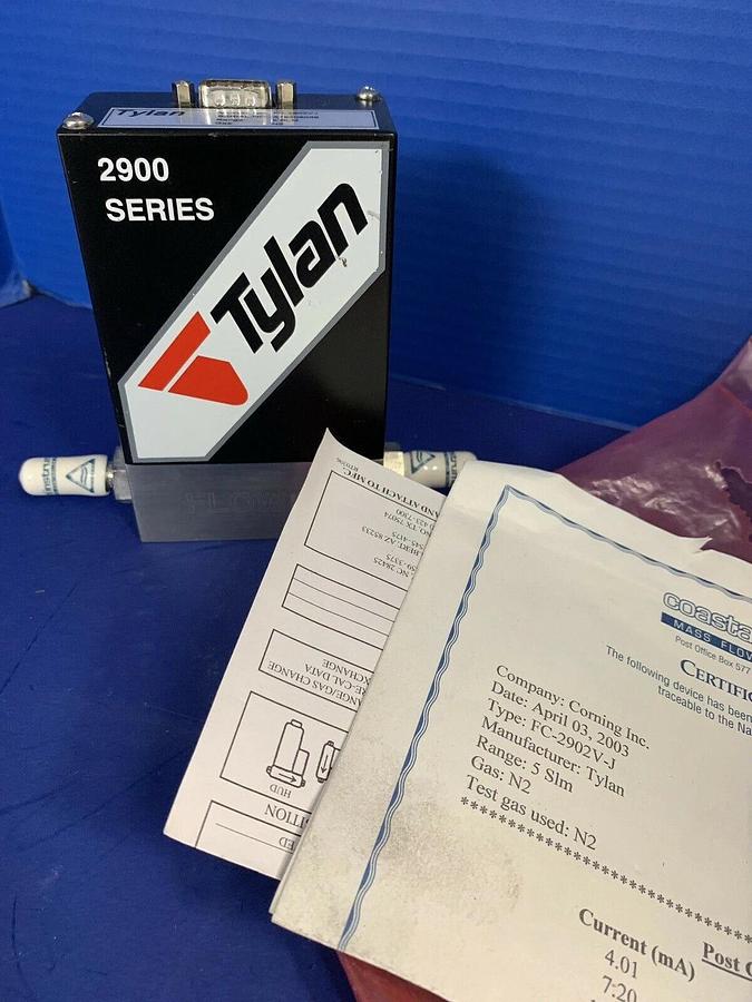 Used Tylan 2900 MFC Mass Flow Controller 5 SLM, N2, 1/4" Male Swagelok, Used