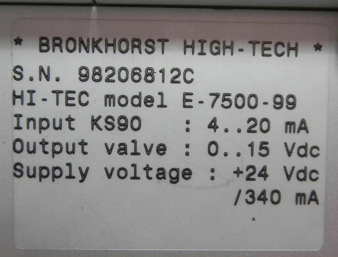 Used Bronkhorst High-Tech E-7500-99 Controller, Supply Voltage: +24VDC/340MA
