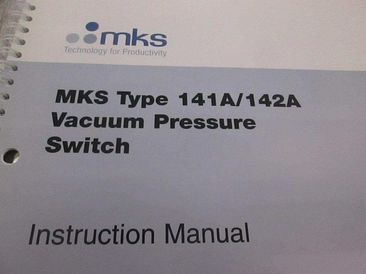 Used MKS Type 141A/142A Vacuum Pressure Switch Manual, 112905-P1, New