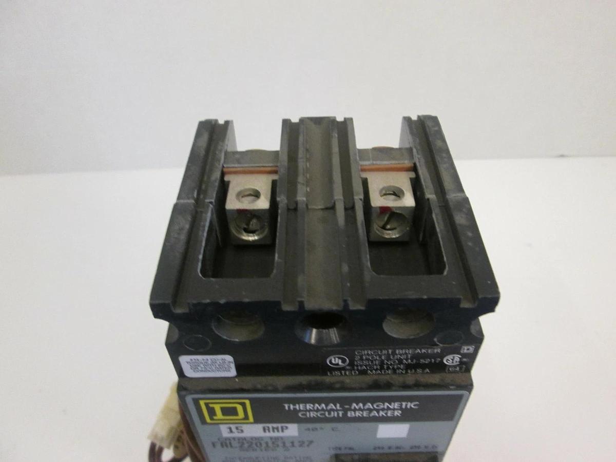 Used Square D FAL220151127 Circuit Breaker, 15AMP, 2 Pole, Series 2