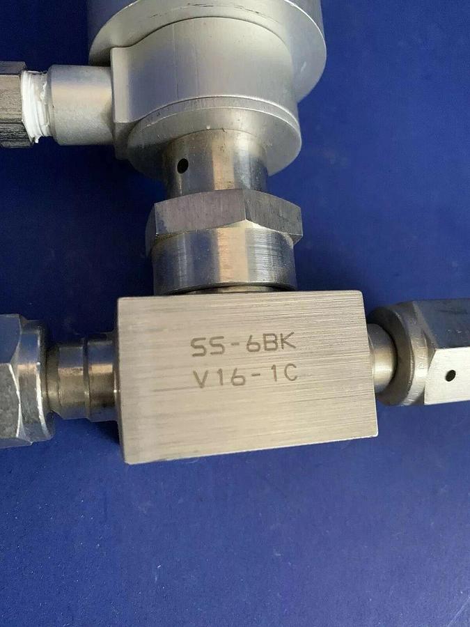 Used Swagelok SS-6BK V16-1C Bellows Sealed Valve w/ NC Actuator 3/8" FVCR x 3/8" FVCR