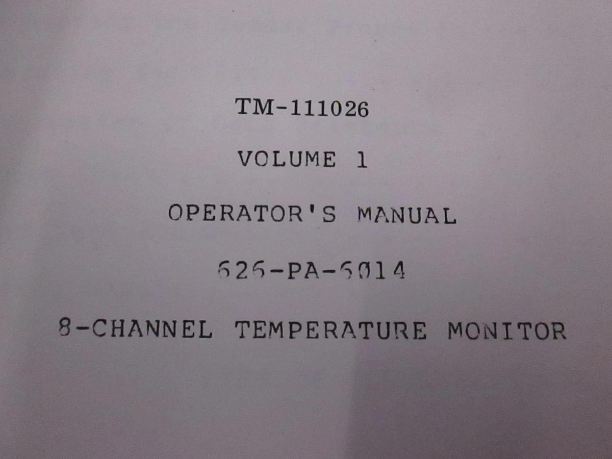 Used Dranetz TM-111026 Vol 1, 8-Channel Temp Monitor Operator's Manual, Used
