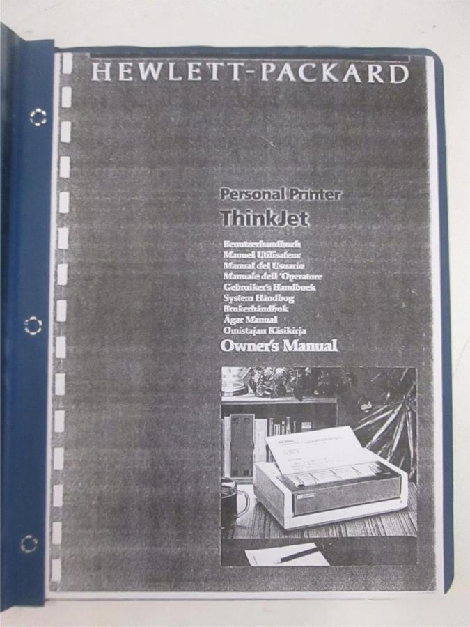 Used HP Personal Printer ThinkJet Owners Manual, Used