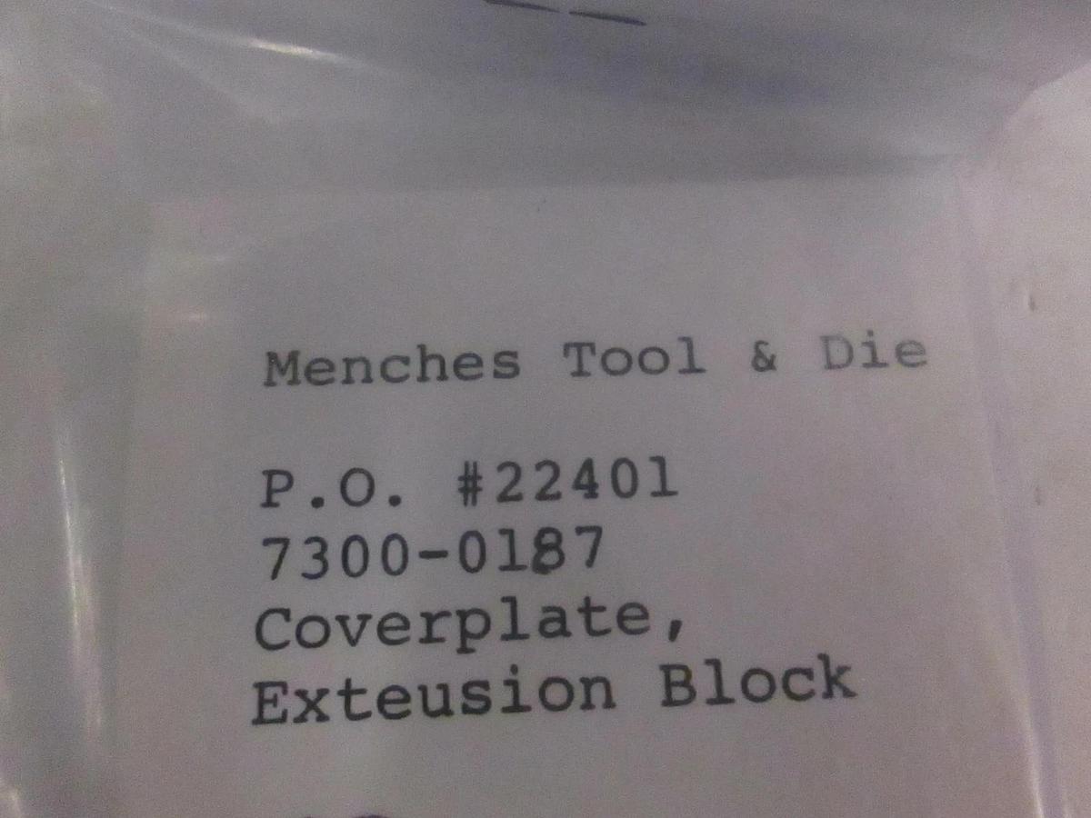 Menches Tool & Die Exteusion Block Cover Plate, 7300-0187, New, Lot of 25
