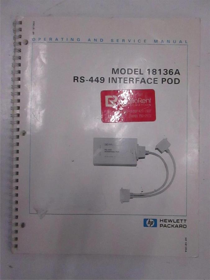 Used HP 18136A RS-449 Interface Pod Operating and Service Manual, Used