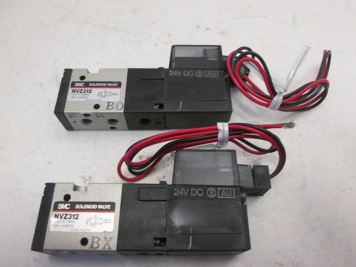Used SMC, Solenoid Valve, NVZ312, 20-100PSI, .15-.7MPa, Used, Lot of 2