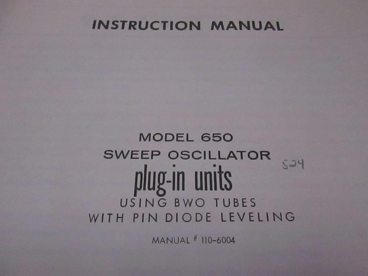 Used Singer Model 650 Sweep Oscillator Plug-In Units Instruction Manual, Used