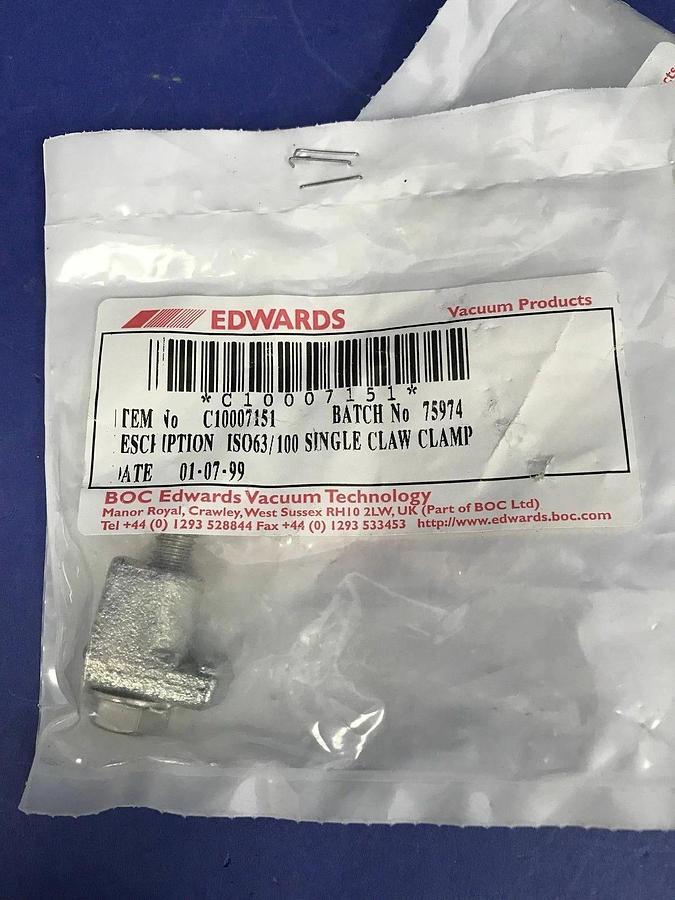 Used Edwards C10007751 Single Claw Clamp ISO 63/100 - LOT of 3